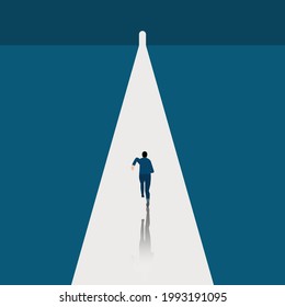 Business and target, Businessman run on the symbol of dark times ending, Hope on horizon go to success in career. Concept business, Achievement, Character, Leader, Vector illustration flat