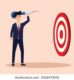 business target, businessman towards business goals, vector illustration of a businessman towards business targets or goals
