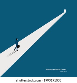 Business and target, Businessman walking on the symbol of dark times ending, Hope on horizon go to success in career. Concept business, Achievement, Character, Leader, Vector illustration flat