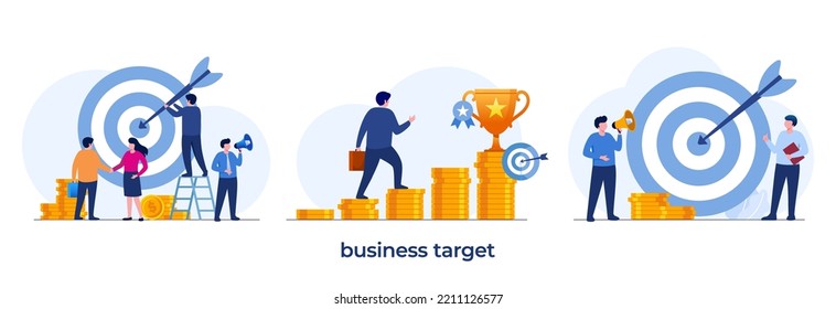 business target concept, business analyst and teamwork, achievement, planning and strategy, dart, flat illustration vector
