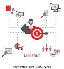 Business target concept. Hit the target, goal achievement. Trendy flat design.