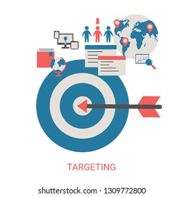 Business target concept. Hit the target, goal achievement. Trendy flat design.