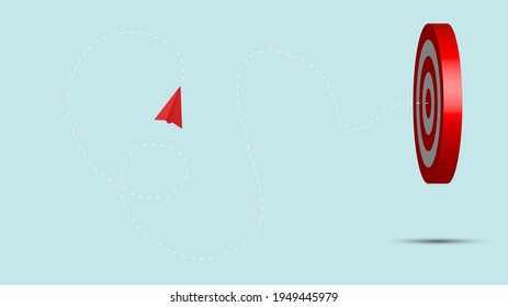 Business target concept illustration, paper airplane fly for target. 