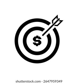 Business target with dollar sign and arrow, symbolizing financial goals and success.