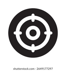 Ícone da meta do alvo comercial com uma seta no alvo de um dartboard representando a precisão do foco e um vetor de estratégia de marketing bem-sucedido ícone de glifo sólido