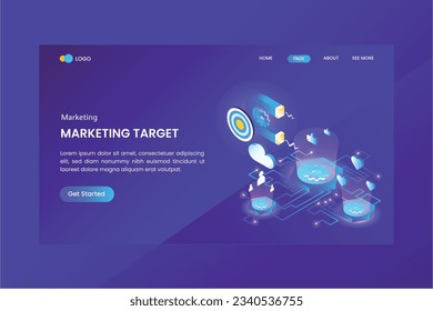 Business Target Goal Marketing Isometric Landing Page