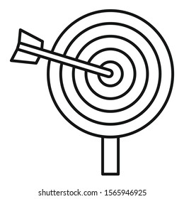 Business target icon. Outline business target vector icon for web design isolated on white background