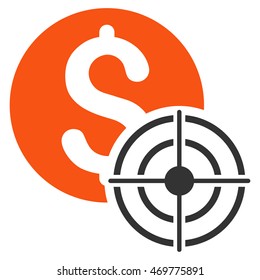 Business Target icon. Vector style is bicolor flat iconic symbol with rounded angles, orange and gray colors, white background.