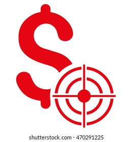 Business Target icon. Vector style is flat iconic symbol with rounded angles, red color, white background.