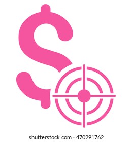 Business Target icon. Vector style is flat iconic symbol with rounded angles, pink color, white background.
