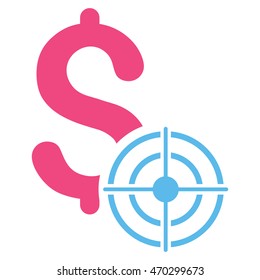 Business Target icon. Vector style is bicolor flat iconic symbol with rounded angles, pink and blue colors, white background.