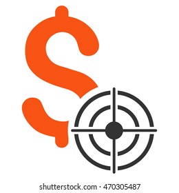 Business Target icon. Vector style is bicolor flat iconic symbol with rounded angles, orange and gray colors, white background.