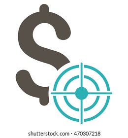 Business Target icon. Vector style is bicolor flat iconic symbol with rounded angles, grey and cyan colors, white background.