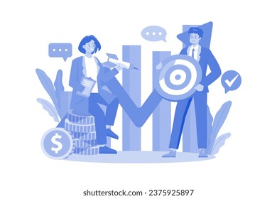 Business target Illustration concept. A flat illustration isolated on white background