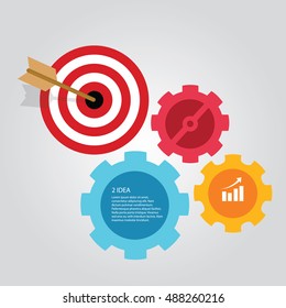 Business Target Infographic Dart Board Arrow Concept Of Goals Achievement World Map