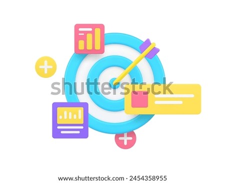 Business target productivity efficient financial management 3d icon realistic vector illustration. Work success result project analyzing efficiency solution achievement development strategy planning