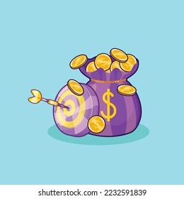 Business Target Profit Illustration in Cartoon Style