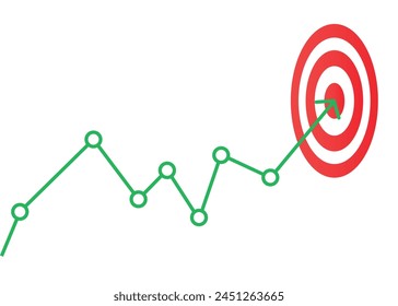 business target reached arrow graph profit rise up arrow going forward