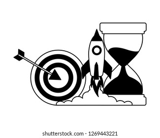 business target rocket and hourglass