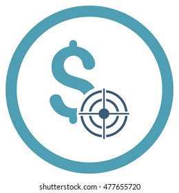 Business Target rounded icon. Vector illustration style is flat iconic bicolor symbol, cyan and blue colors, white background.