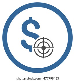 Business Target rounded icon. Vector illustration style is flat iconic bicolor symbol, cobalt and gray colors, white background.
