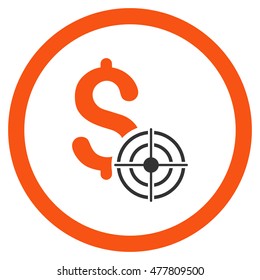 Business Target rounded icon. Vector illustration style is flat iconic bicolor symbol, orange and gray colors, white background.