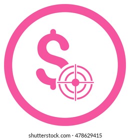 Business Target rounded icon. Vector illustration style is flat iconic symbol, pink color, white background.