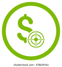 Business Target rounded icon. Vector illustration style is flat iconic symbol, eco green color, white background.