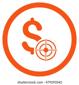 Business Target rounded icon. Vector illustration style is flat iconic symbol, orange color, white background.