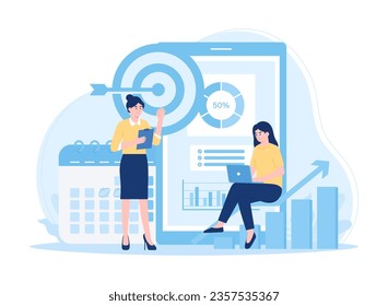 Ilustración plana del concepto de programación de destino comercial