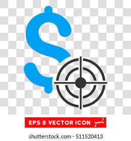 Business Target vector icon. Image style is a flat blue and gray pictogram symbol.
