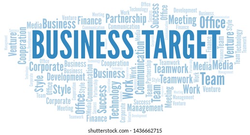 Business Target word cloud. Collage made with text only.