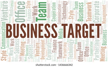 Business Target word cloud. Collage made with text only.