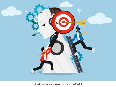 Business Targeting and AI Strategy Concept. Artificial Intelligence Integration in Business Targeting and Marketing Strategy for Consumer Positioning.