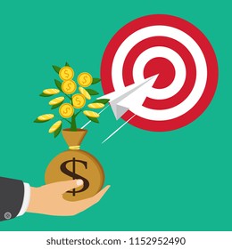 Business targeting concept. Strategy, project management. Vector icon