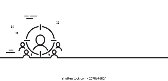 Business targeting line icon. Marketing target strategy symbol. Aim with people sign. Minimal line illustration background. Business targeting line icon pattern banner. Vector