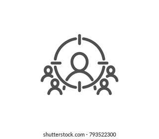 Business Targeting Line Icon. Marketing Target Strategy Symbol. Aim With People Sign. Quality Design Element. Editable Stroke. Vector