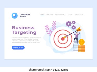 Business targeting web page site banner concept. Vector flat graphic design cartoon illustration