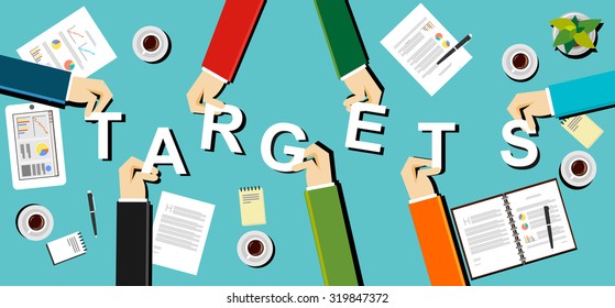 Business targets illustration. Flat design illustration concepts for business strategy, planning, management, teamwork.
