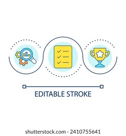 Business tasks planning loop concept icon. Successful work. Corporate development strategy abstract idea thin line illustration. Isolated outline drawing. Editable stroke. Arial font used