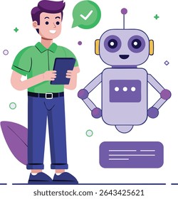 Business tasks using using artificial intelligence generative tools vector illustration, Business idea and success using AI tools vector and banner design