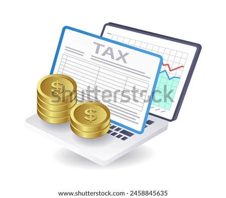 Business tax financial analysis data infographics flat isometric 3d illustration