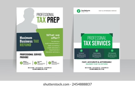 business tax refund flyer template with tax service poster leaflet layout design vector illustrator.
