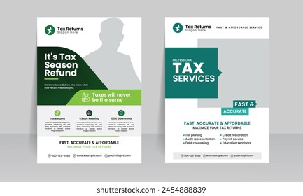 business tax refund flyer template with tax service poster leaflet layout design vector illustrator.