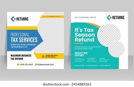 business tax refund social media post web banner instagram post template