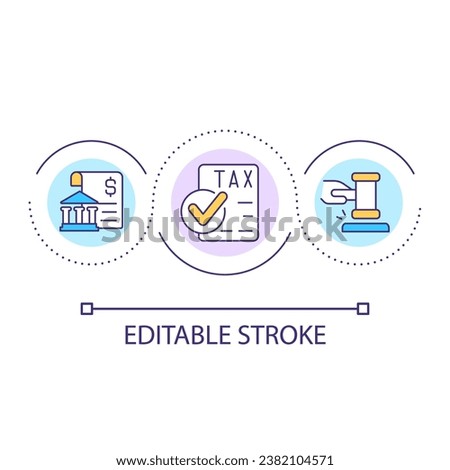 Business taxes loop concept icon. Business activity abstract idea thin line illustration. Organization management. Tax regulations. Isolated outline drawing. Editable stroke. Arial font used