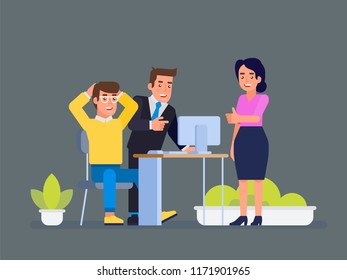 Business team achieved success. Group of young people, startup company celebrating completed task, job, or common project. Vector flat illustration
