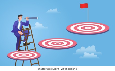 Realizações da equipe de negócios. Receba premiações e comemore. sucesso, liderança, prêmios. fluxo de trabalho para o sucesso. etapas de planejamento ou progresso de negócios. estratégia ou público-alvo. direcionamento, público-alvo, foco