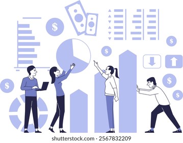 Business Team Analyzing Financial Data Graphic.The concept of joint financial work, economic analytics and business strategy formation.