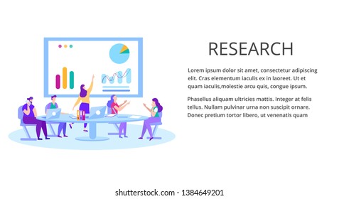 Business Team Bankers Working in Office Conference Hall Having Meeting Briefing Devoted to Research Finding Solution Vector Flat Illustration Data Analysis Financial Analytics Statistic Landing Page